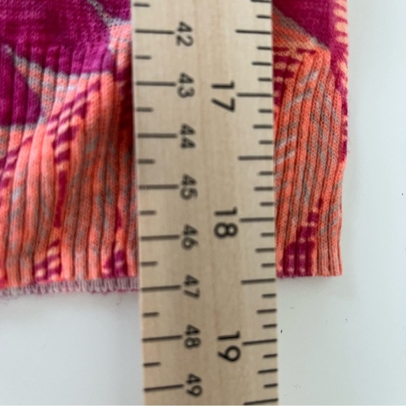 Chicos Orange Pink Floral 3/4 Sleeve Open Sweater - Picture 14 of 14